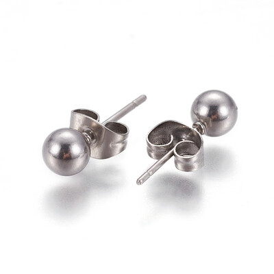 

304 Stainless Steel Ball Stud Earrings Stainless Steel Color 5mm Pin 08mm