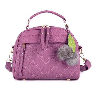 

Solid Color Leaf Hair Ball Pendant Shoulder Handbags Women Crossbody Bags