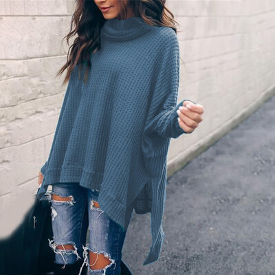 

Women Loose Knitted Pullover Jumper Sweater Turtleneck Long Sleeve Knitwear Top