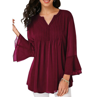 

Nomeni Women Summer Casual Chiffon V Neck Long Sleeve T-Shirt Tank Blouse Tops BKL