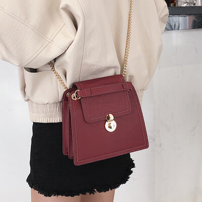 

Net red black bag female 2019 new wave Korean fashion casual wild chain shoulder slung small square bag