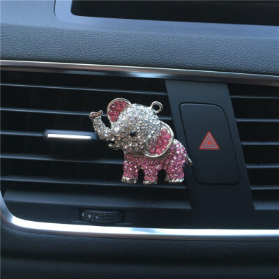 

Diamond-Encrusted Elephant Car Air Outlet Perfume Clips Elegant Diamond Design Odor Removal Decorations Car Perfume Ornaments