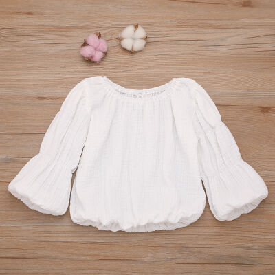 

Spring Autumn Children Fashion Blouse Baby Girl Long Sleeve Solid Color Puff Sleeve Top Kids Blouse