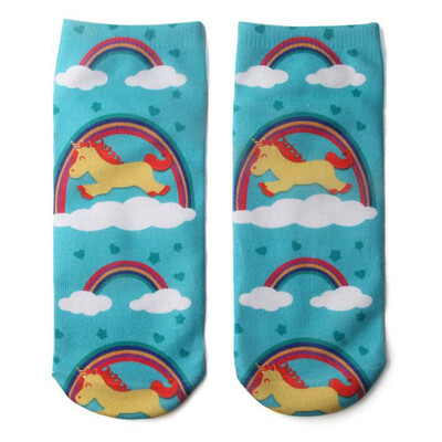 

Kids Girls Boys Print Cartoon Unicorn Short Socks Suitable For Child Aged 6-12