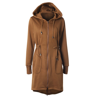 

Women Winter Zipper Hoodie Long Jacket Sweatshirt Coat Casual Trench Outwear Top
