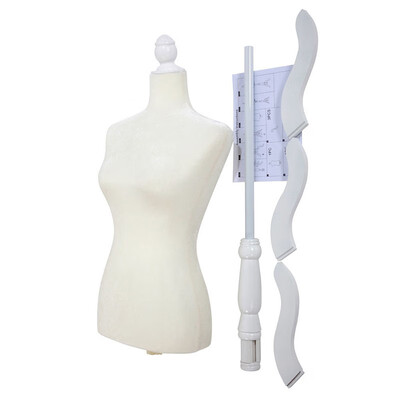 

Foam Female Sewing Mannequin Torso Dress Form Display W Black Tripod Stand White Size 36