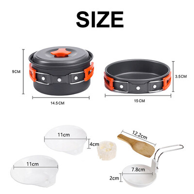 

Aluminum Outdoor Camping Cookware Backpacking Cooking Picnic Bowl Pot Pan Set