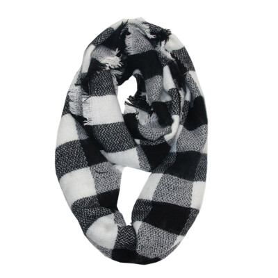 

Gobestart Winter Warm Plaid Ring Neck Warmer Wrap Collar Scarf