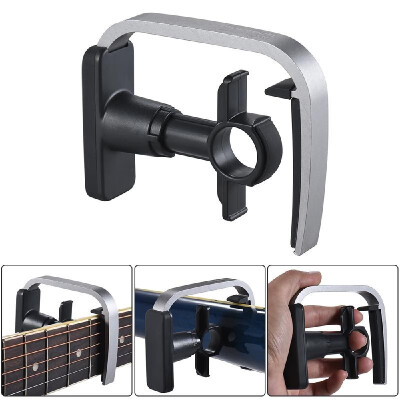 

3-Finger Version Creative Straight-press Folk Guitar Capo Clamp with 1pc Multi-thickness Guitar Pick