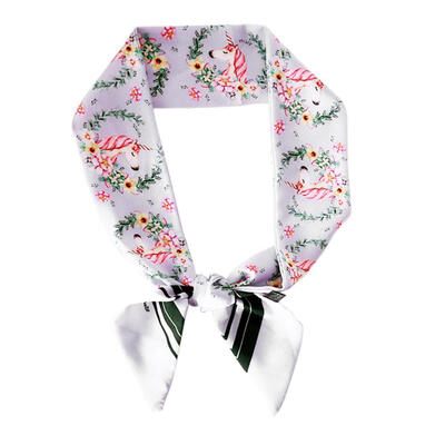 

Fashion Women Small Long Scarf Floral Print Collar Scarves Casual Decor
