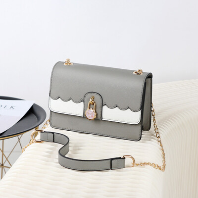 

Summer Little Girl Tide Coloured Single Shoulder Bag Korean version Baitao Slant Bag Fashion Lock Small Square Bag