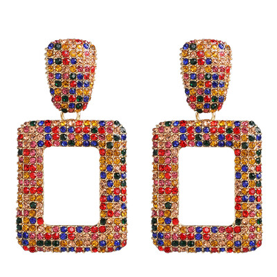 

2019 ZA Fashion vintage Full Crystal Drop Earrings Women Geometric Statement Rhinestone Earrings Wedding Party Jewelry