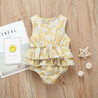 

Summer Newborn Infant Baby Girl Floral Clothes Sleeveless Romper Dress Outfit