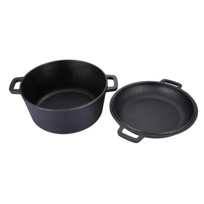 

Greensen 2 in 1 Seasoned Cast Iron Double Dutch Oven Combo Cooker