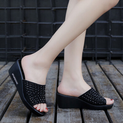 

Rose Womens Fashion Wild Slippers Round Head Solid Color Slippers Wedge Sandals
