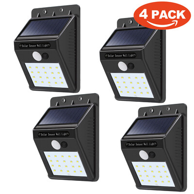 

Siaonvr 4 Pack - Solar Power Sensor Wall Light Security Motion Weatherproof Outdoor Lamp