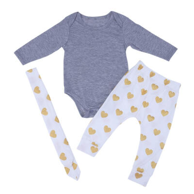 

3pcs Baby Girl Long Sleeve Bodysuit Romper Love Print Pants Headband Set