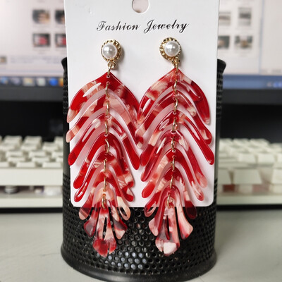 

2019 Personality Brand Leaf Acrylic Plant ZA Dangle Earrings Pearl boucle doreille femme 2019 for Women Party Jewelry Bijoux