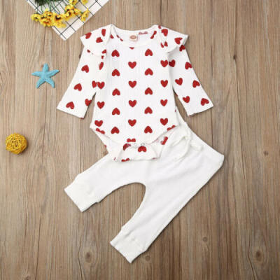 

US STOCK PCS Infant Baby Girls Long Sleeve Tops Romper Pants Outfits Set Clothes