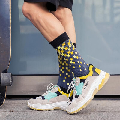 

Autumn Winter Men Print High Cotton Socks Streetwear Hiphop Skate Harajuku Hosiery Fashion Socks
