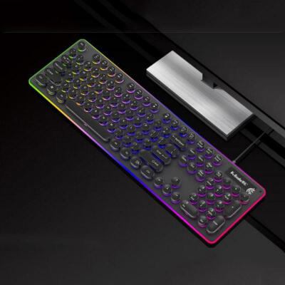 

Portable Punk Round Button USB Wired Mechanical Game Keyboard With Colorful Backlight For Desktop Computer PC