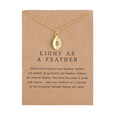 

New Arrived Leaves Light As A Feather Personality 26 English Letters Alphabet Necklace Alloy Pendant