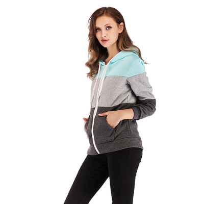 

Toponeto Women Long Sleeve Autumn Winter Patchwork Zipper Hoodies Top Blouse Tracksuits