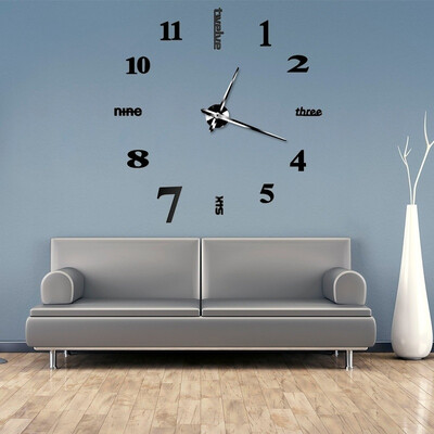 

DIY 3D Acrylic Mirror Surface Wall Decorative Clocks Living Room Modern Designnot include batteries