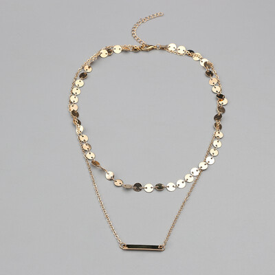 

Europe&America fashion jewelry copper sequins metal poles ladies exquisite glittering Necklace