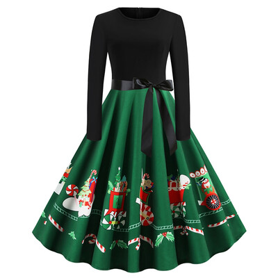 

Christmas Print Vintage Dress for Women