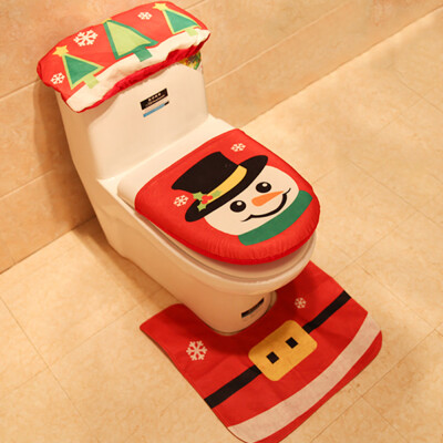 

〖Follure〗3PCS Christmas Toilet Seat & Cover Santa Claus Bathroom Mat Xmas Cute Decor