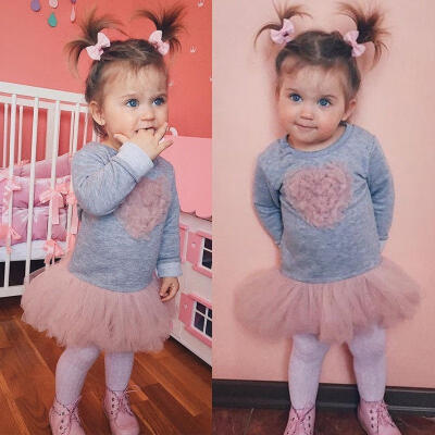 

Newborn Kids Baby Girl Lace Tutu Tulle Dress Sweatshirt Skirt Outfit Clothes lxj