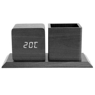 

Pen Box Shape Wood LED Sound Control Alarm Clock with Time Temperature Show