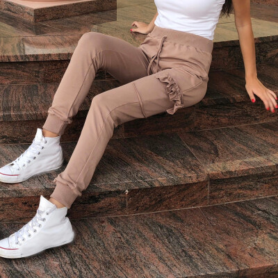 

〖Follure〗Women Fashion Solid Elastic Waist Bandage Pants Pockets Ruffles Leggings