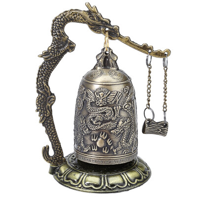 

Exquisite Zinc Alloy Chinese Retro Design Bronze Lock Dragon Carved Buddhist Bell Geomantic Artware for Home Decoration