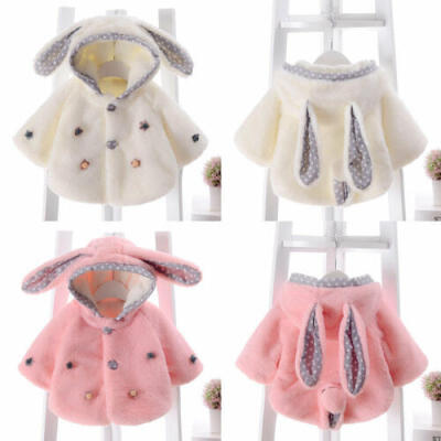 

Rabbit Ear Soft Fleece Cloak Winter Hoodie Girls Outfit Hooded Coat Kids Jacket