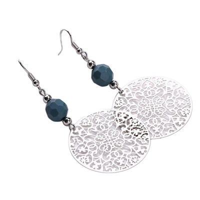 

Vintage Women Round Hollow Flower Pendant Hook Earrings Tribal Jewelry Gift