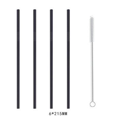 

Toponeto 4 Pcs Stainless Steel Metal Drinking Straw Reusable Straws 1 Cleaner Brush Kit