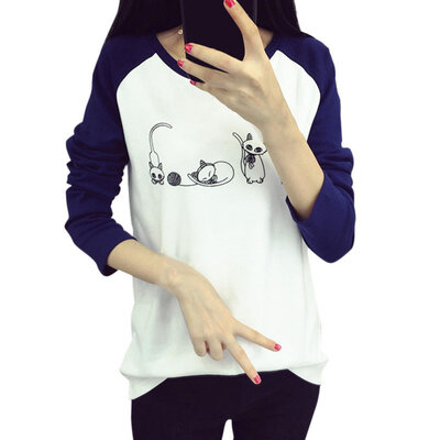 

Autumn Women T-Shirt Lovely Character Printed Long Sleeve Tops