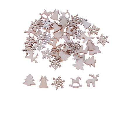 

50pcs Christmas Decor Xmas Wood Chip Tree Ornaments Hanging Pendant