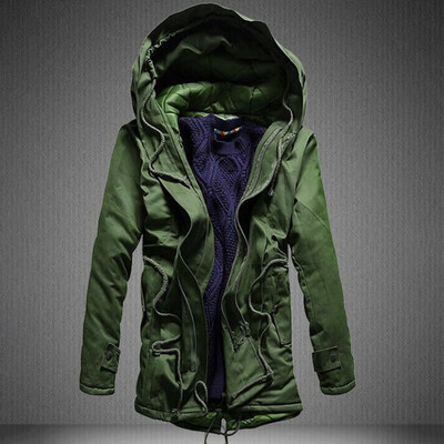 

Mens Winter Military Long Trench Coat Jacket Hooded Thick Parka Outwear Overcoat