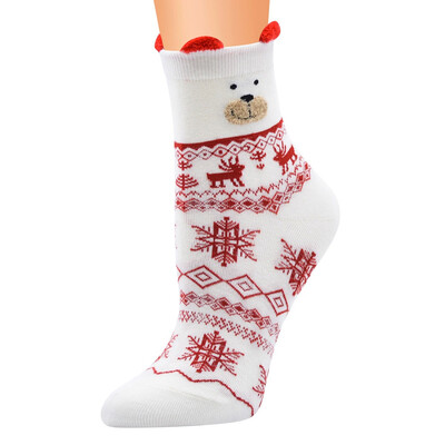 

1Pair Womens Socks Warm Christmas Cotton Socks Cosy Female Cute Snowman Socks