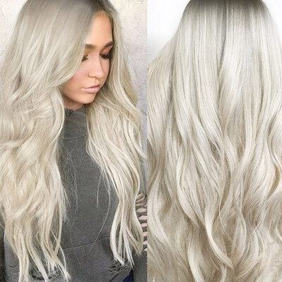 

〖Follure〗Sexy Gradient Blonde Party Wigs Long Curly Hair Mixed Colors Synthetic Wig