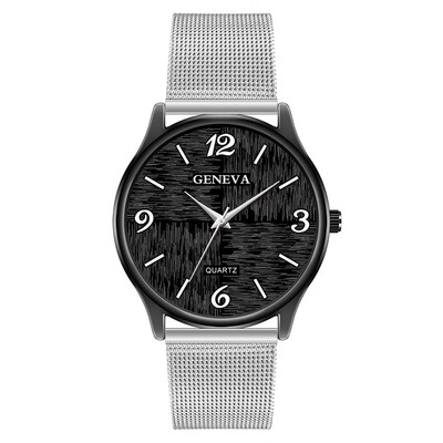 

Gobestart Fashion Cool Unique Digital Literal Multi Layer Dial Men Quartz Mesh Belt Watch