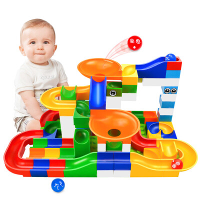 

DIY Marble Race Run Maze Ball ABS Funnel Slide Track Building Blocks Toy 52Pcs