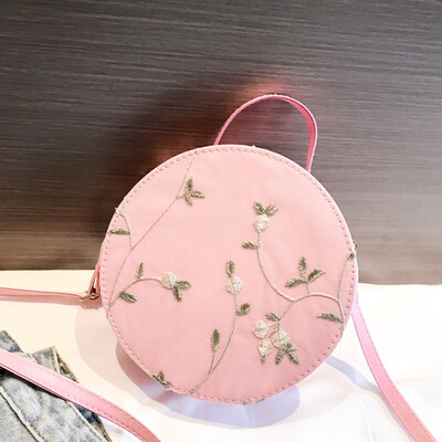 

Tailored Womens Fashion Lace Fresh Handbag Crossbody Bag Solid Color Small Round Bag