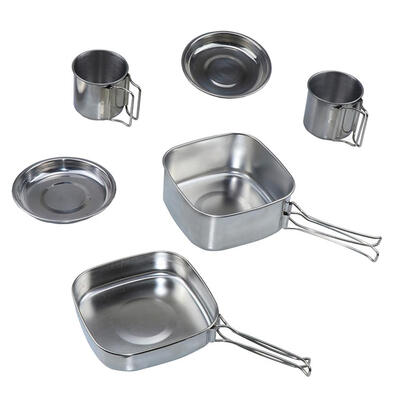 

6pcs Outdoor Hiking Camping Stainless Steel Cookware Set Picnic Cooking Pot