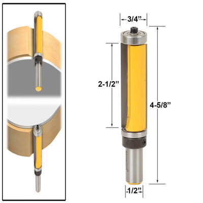 

〖Follure〗Extra Long Straight Router Bit Pattern Flush Trim Dual Bearing 12in Shank