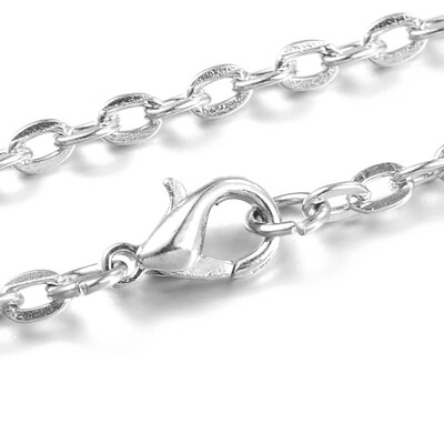 

Iron Cable Chain Necklace Makings with Alloy Lobster Claw Clasps&Iron End Chains Platinum 303"