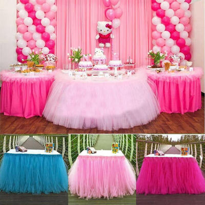 

Tulle TUTU Table Skirt Tableware Wedding Party Xmas Baby Shower Birthday Decor